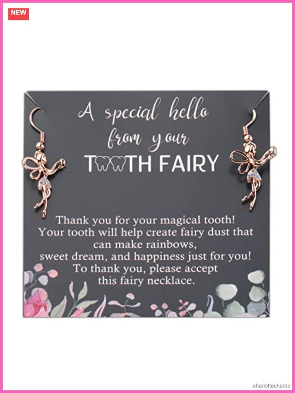 Tooth Fairy Earrings Fairy Wings Birthstone Jewelry Gift for Daughter Niece